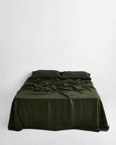 Fine Linen Sheet Set - King Olive